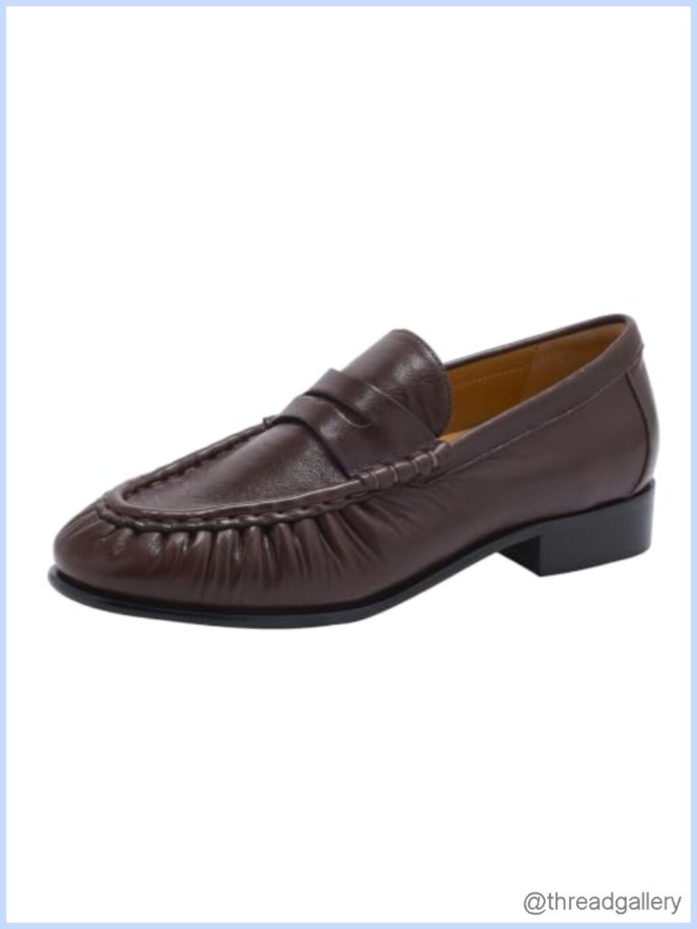 Genuine Leather Penny Loafers Slip On Low Block Heel Comfort Work Shoes